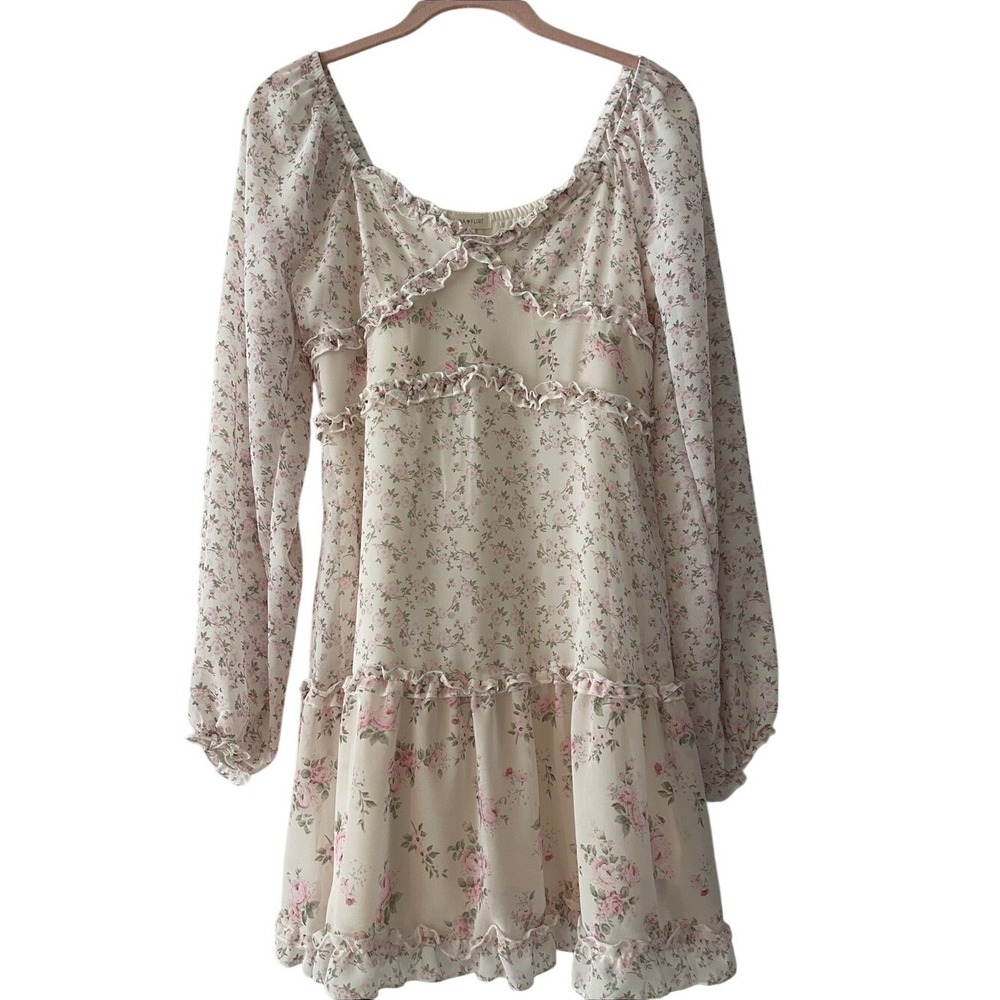 Ultra Flirt Cottagecore Floral Ruffle Mini Dress Small NWT